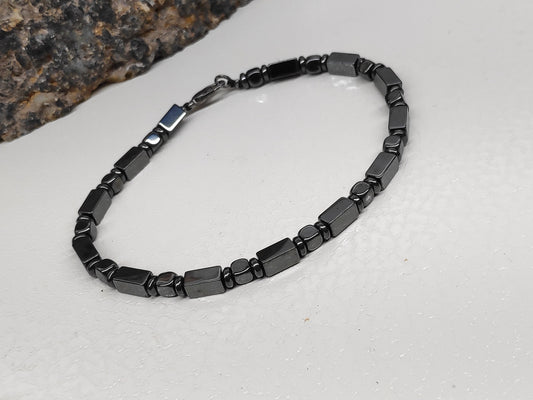 Hematite Cubes Beads Bracelet Men, Hematite bracelet Gemstone Bracelet, Healing Bracelet, Energy Grounding bracelet , Protection Bracelet