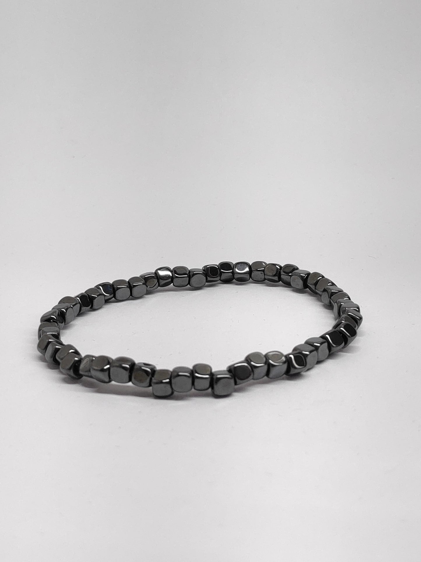 Hematite Cubes, Tiger eye beaded Stretch Bracelet Men, Natural Gemstone Balancing Energy Grounding Healing Protection Bracelet