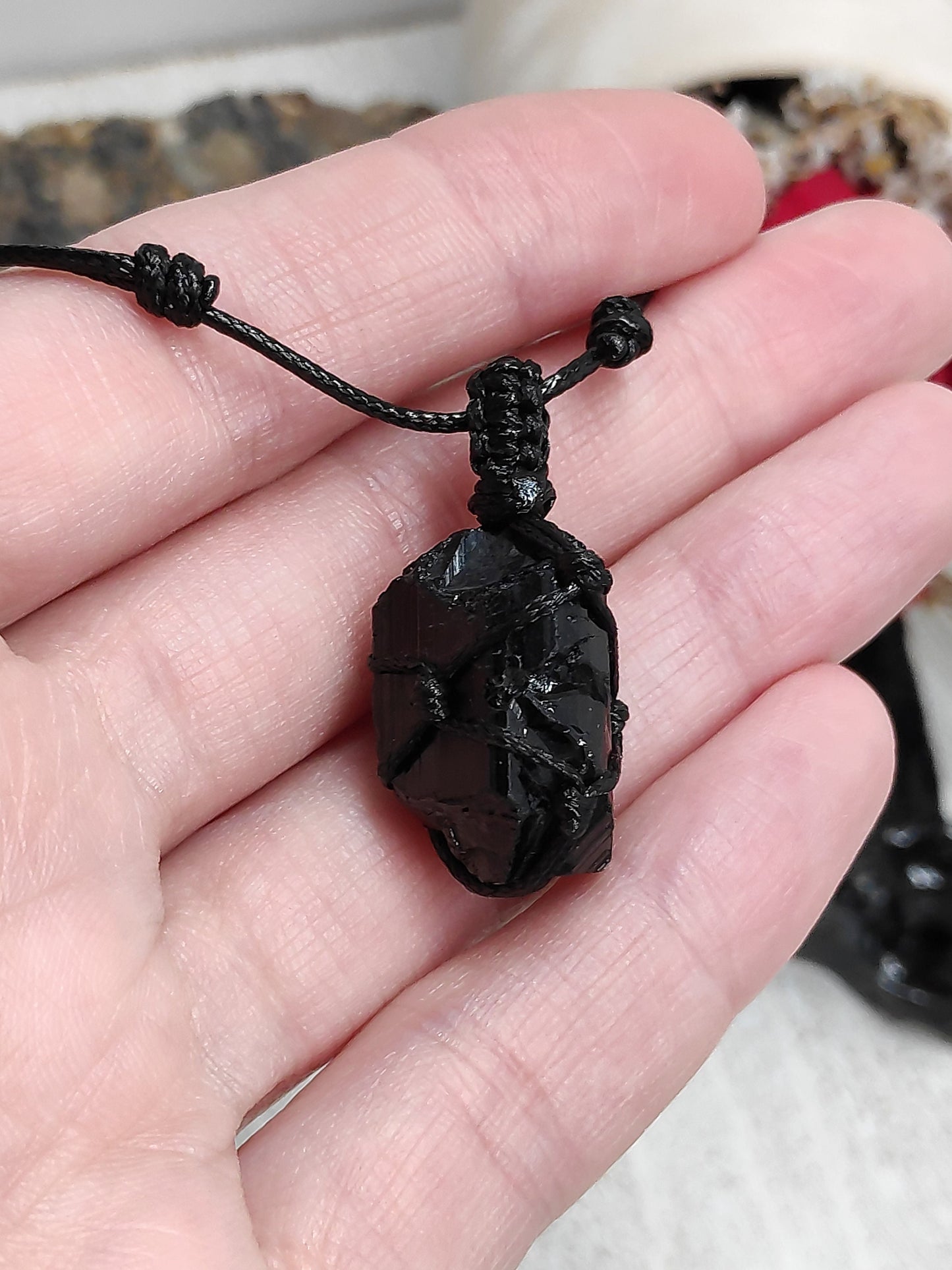 Black Tourmaline Pendant Necklace Raw Gemstone, evil eye Protection, Healing Crystal, Unisex, reiki, handmade Jewelry, Gift Idea