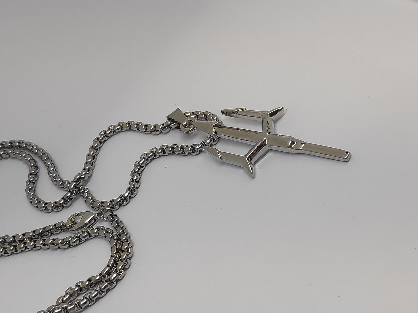 Poseidon Trident Pendant Necklace for men, Ancient Greek mythology, Retro Creative Domineer Neptune Harpoon Necklace, Casual trendy jewelry