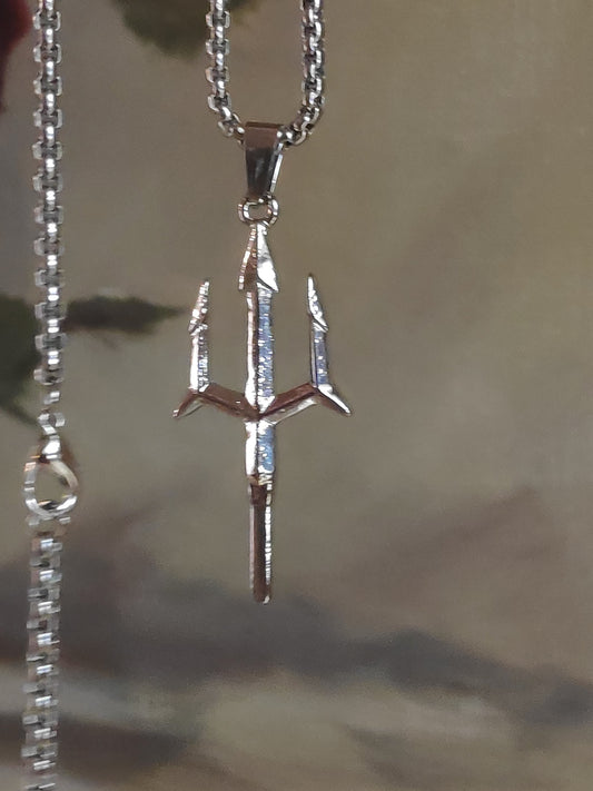 Poseidon Trident Pendant Necklace for men, Ancient Greek mythology, Retro Creative Domineer Neptune Harpoon Necklace, Casual trendy jewelry