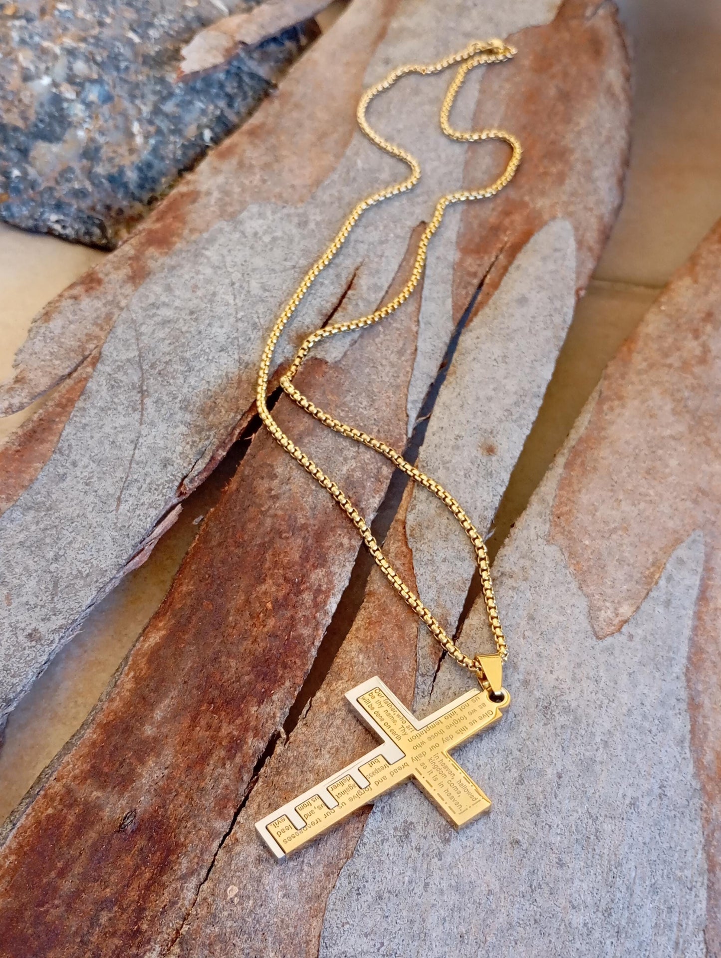 Christian Cross Pendant Necklace men stainless steel, Religious prayer cross pendant, believer gift, church, bible, amulet protection