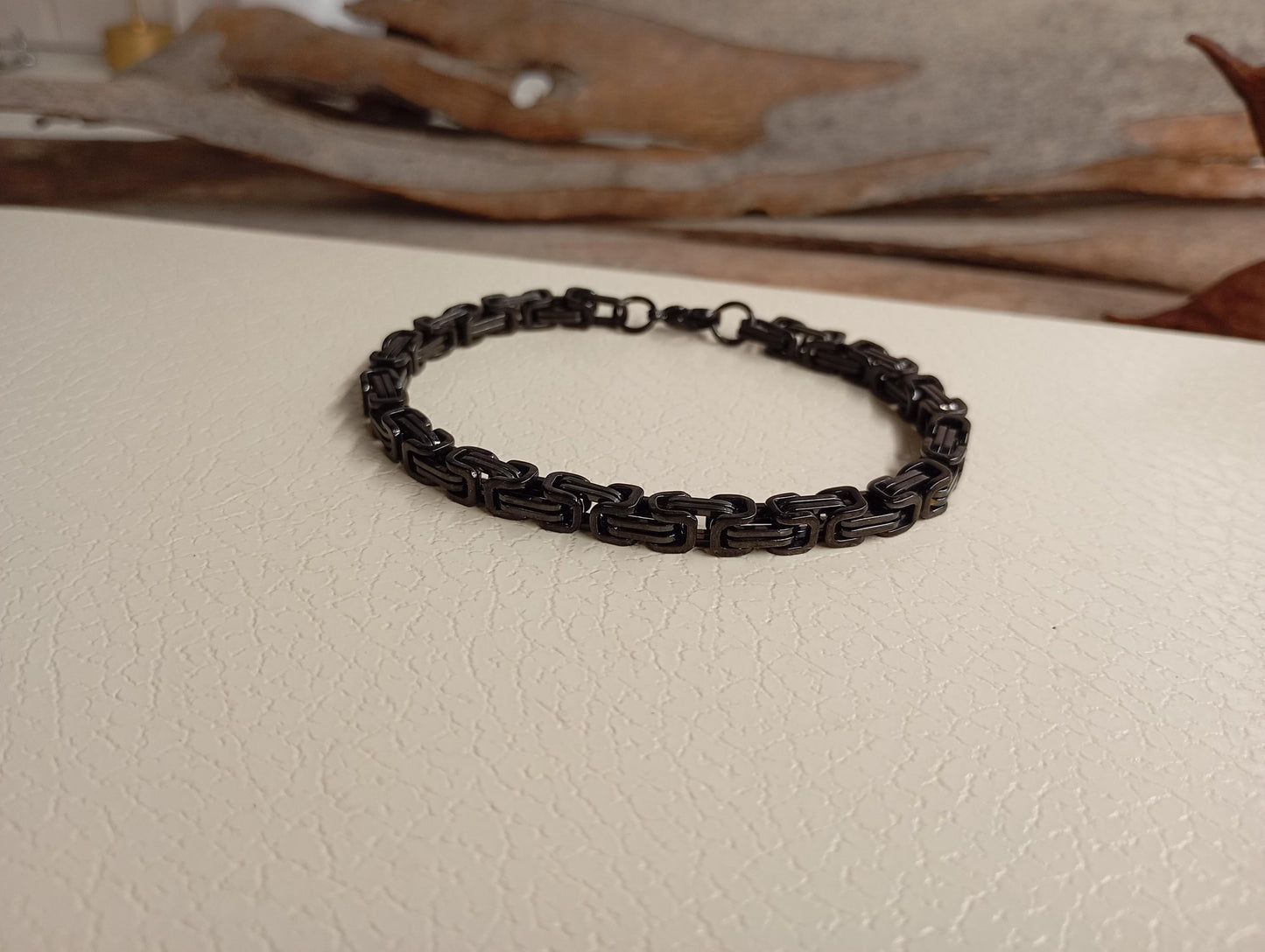 Mans chunky Byzantine braided chain bracelet stainless steel thick bracelet masculine retro stainless steel wristband