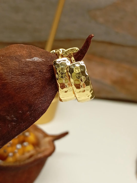 Gold Stainless Steel Huggie Hoop Earrings – Hammered Textured, Hypoallergenic, Waterproof, minimalist, every day, elegant