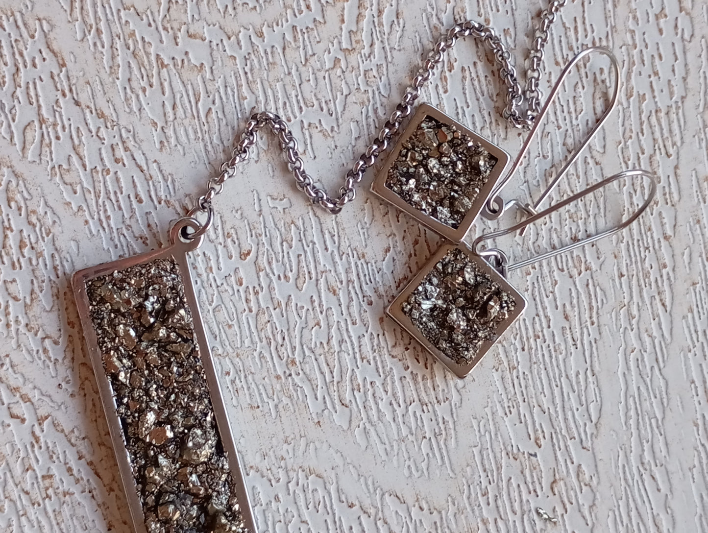 Raw Pyrite Square Earrings, stainless steel, wealth stone, Healing, Protection, gorgeous charm earrings,handmade dainty natural raw gemstone