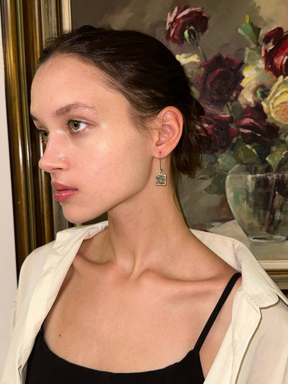 Raw Pyrite Square Earrings, stainless steel, wealth stone, Healing, Protection, gorgeous charm earrings,handmade dainty natural raw gemstone