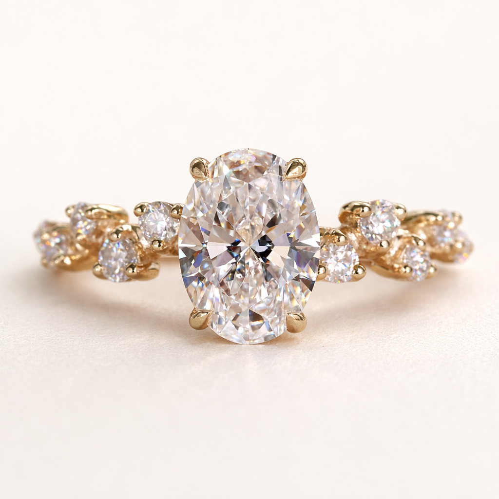 oval moissanite ring gold plated silver luxury minimalist design