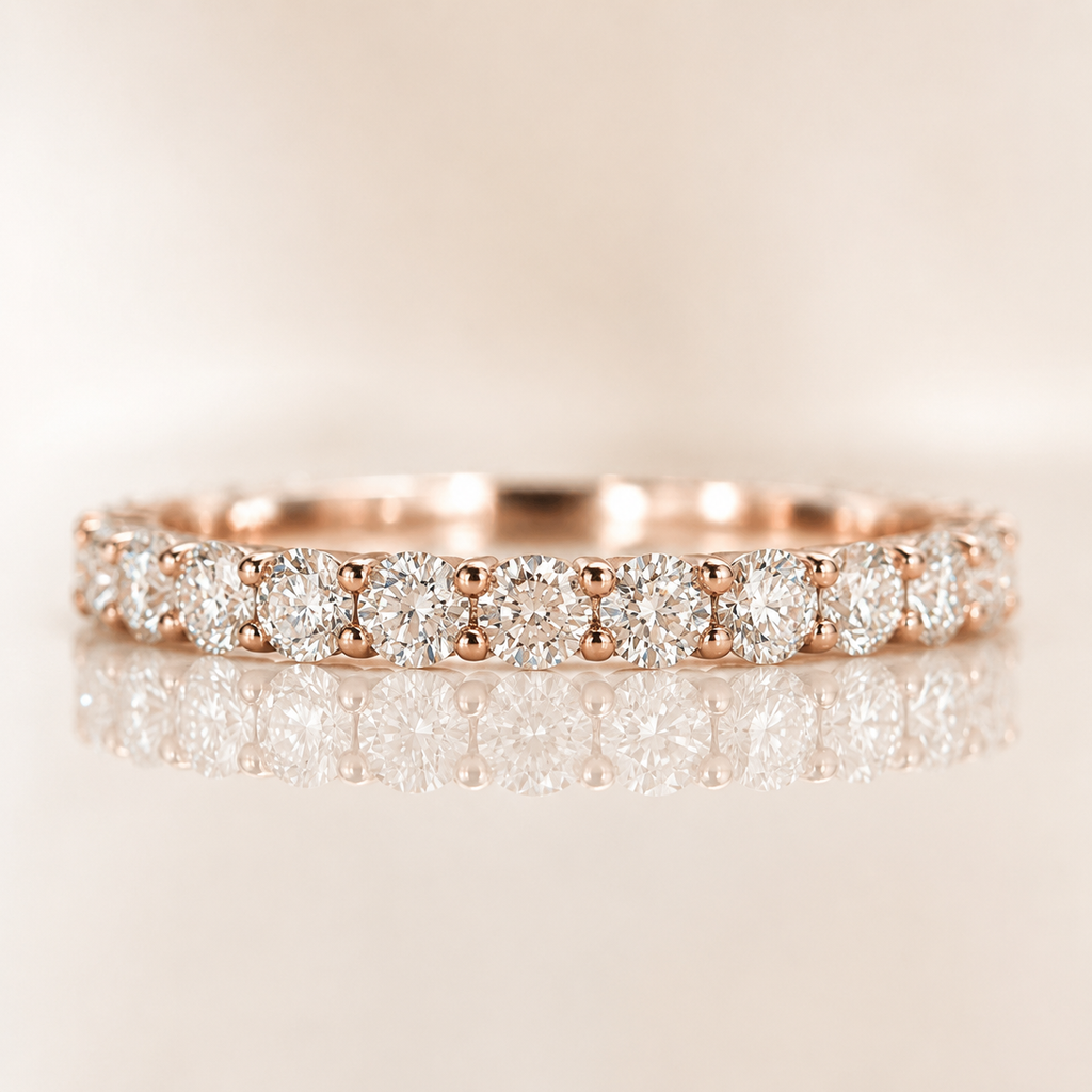 Round Moissanite Eternity Ring in 18K Gold | Wedding Band |  SEORA