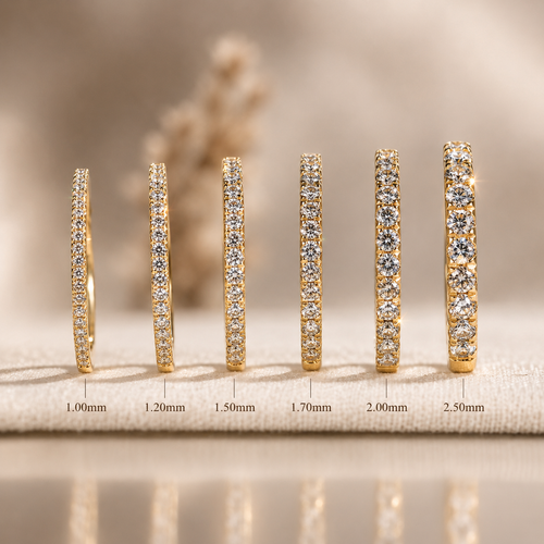 18 K Gold Lab Diamond Stackable Wedding Band | Half Eternity Anniversary Ring