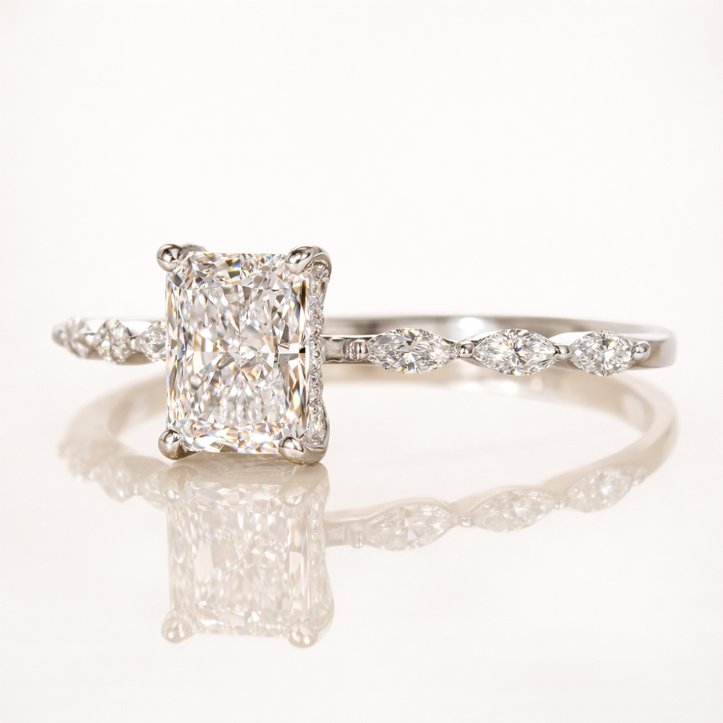 Radiant Cut 1Ct Moissanite Ring in 14K Gold | SEÓRA
