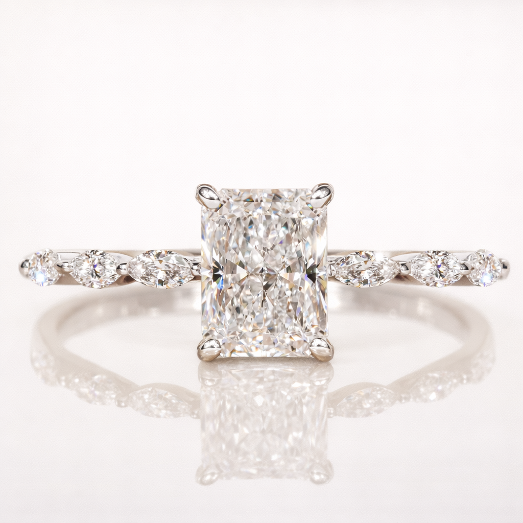 Radiant Cut 1Ct Moissanite Ring in 14K Gold | SEÓRA