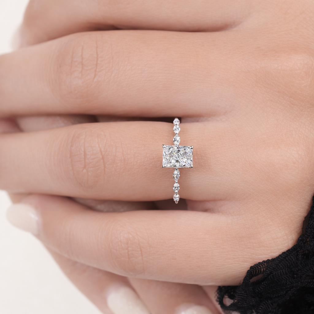 Radiant Cut 1Ct Moissanite Ring in 14K Gold | SEÓRA