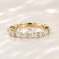 Marquise Moissanite Half Eternity Ring in Solid Gold | Stackable Wedding Band |  SEORA
