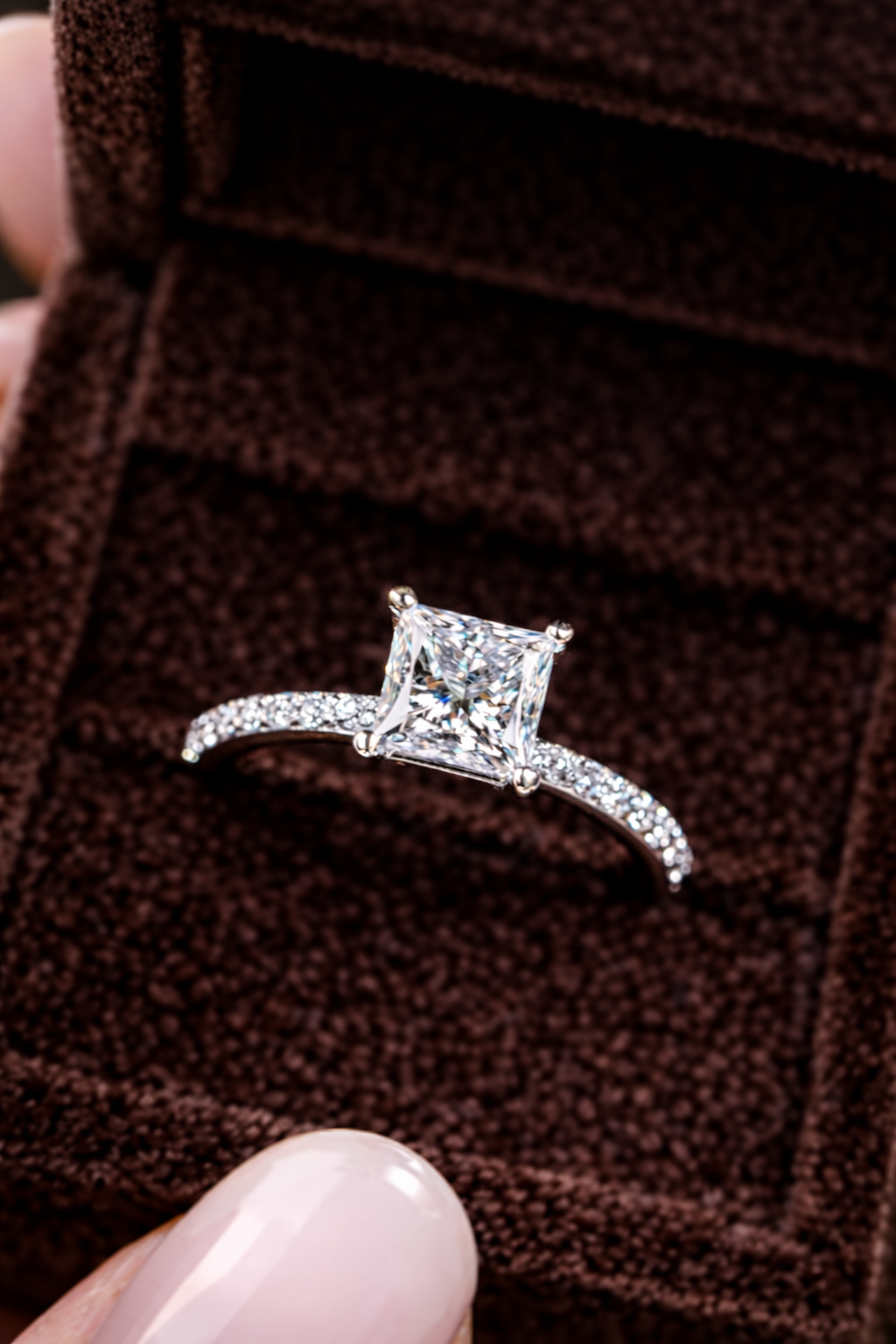 seora princess cut moissanite ring elegant minimal design