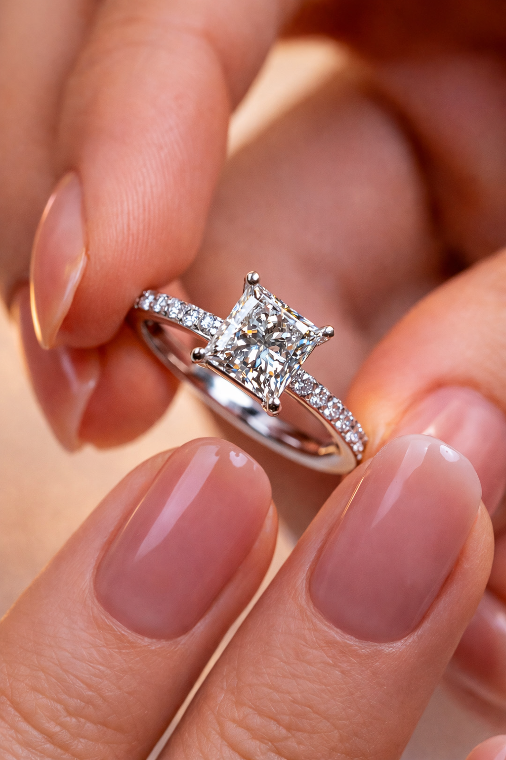 pavé band moissanite ring detail sparkle macro photography