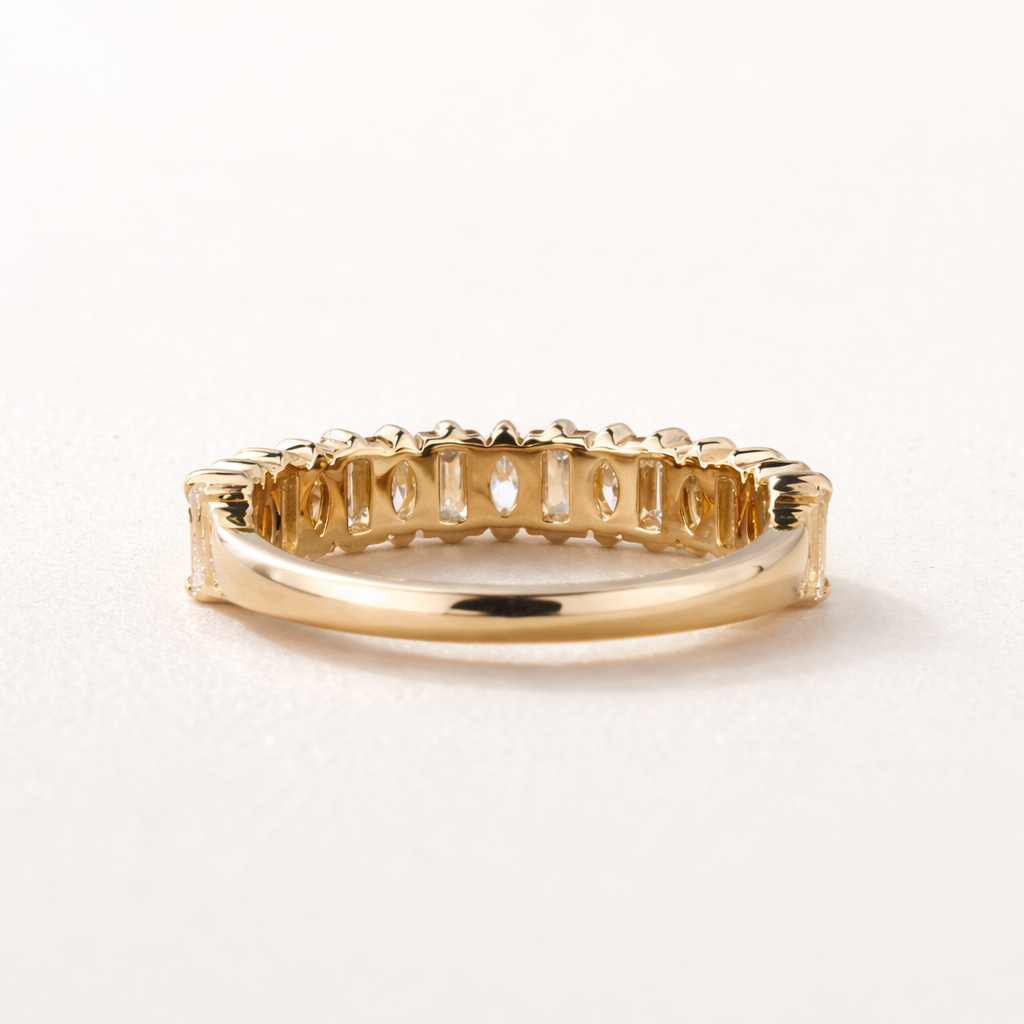 Marquise & Baguette Moissanite Half Eternity Ring in Sterling Silver | SEÓRA
