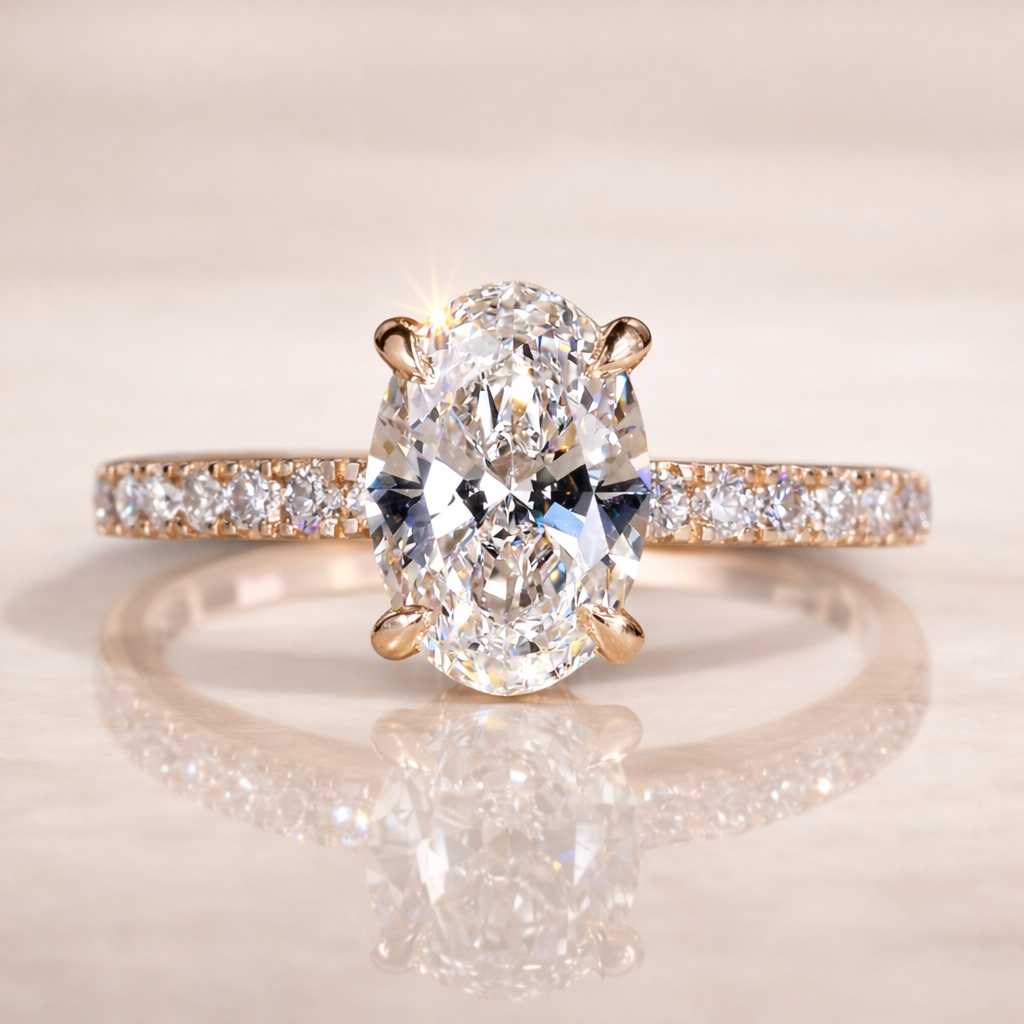 Oval Cut 2CT Moissanite in 18K Gold Ring | SEÓRA