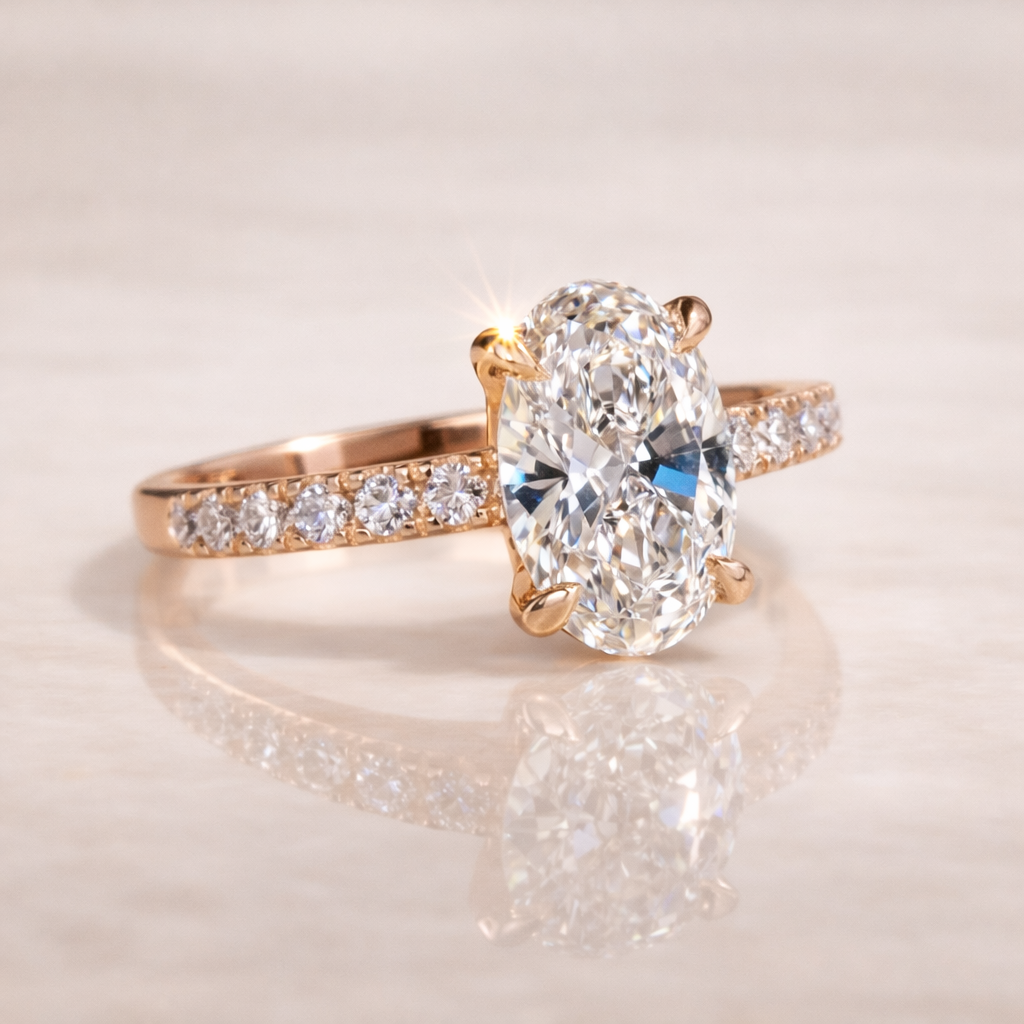 Oval Cut 2CT Moissanite in 18K Gold Ring | SEÓRA