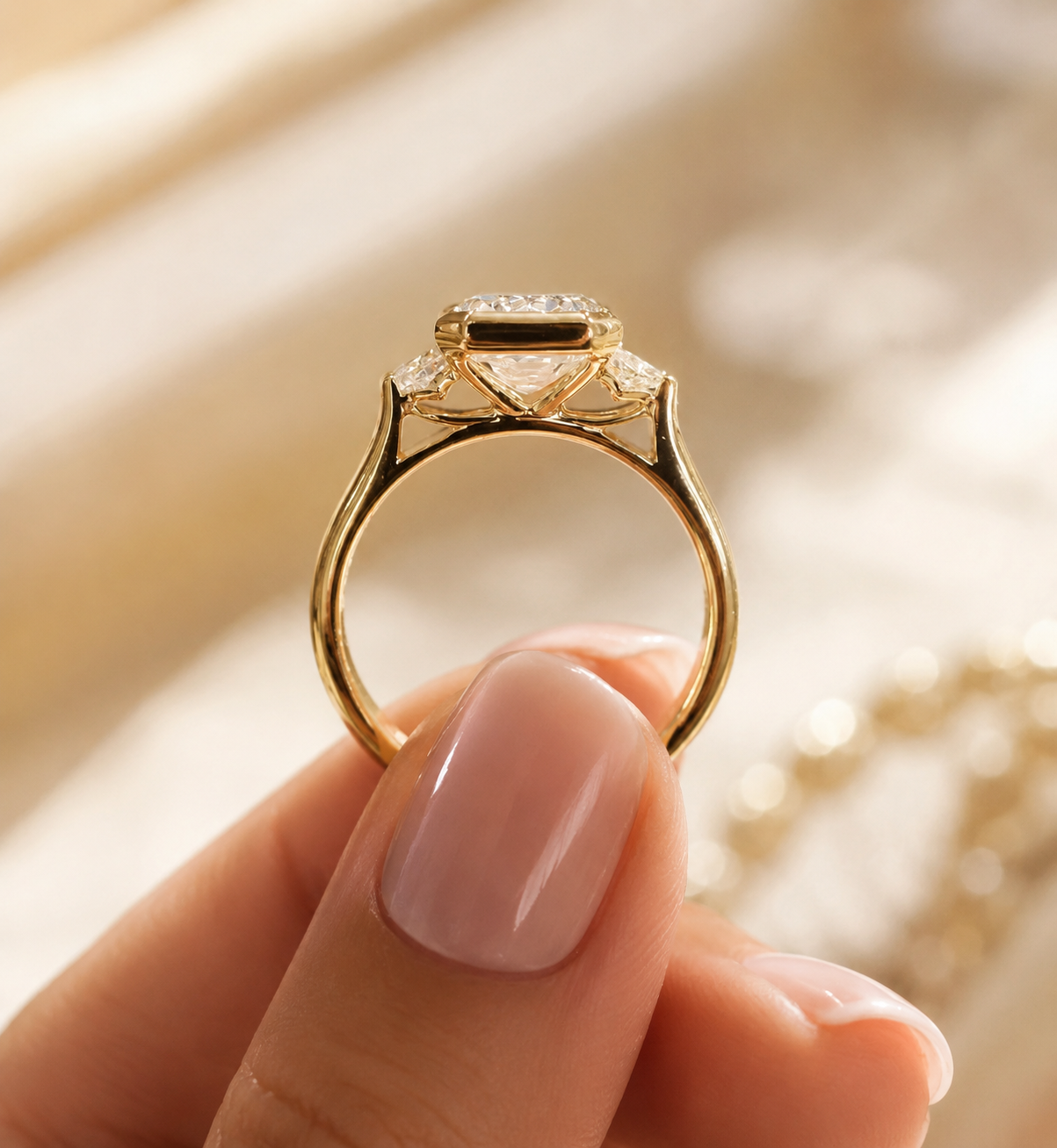 Emerald Cut 2CT Moissanite Gold Plated Sterling Silver Ring | SEÓRA