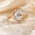 Oval Moissanite Wave Bridal Set – 2 CT 14K Gold | SEÓRA