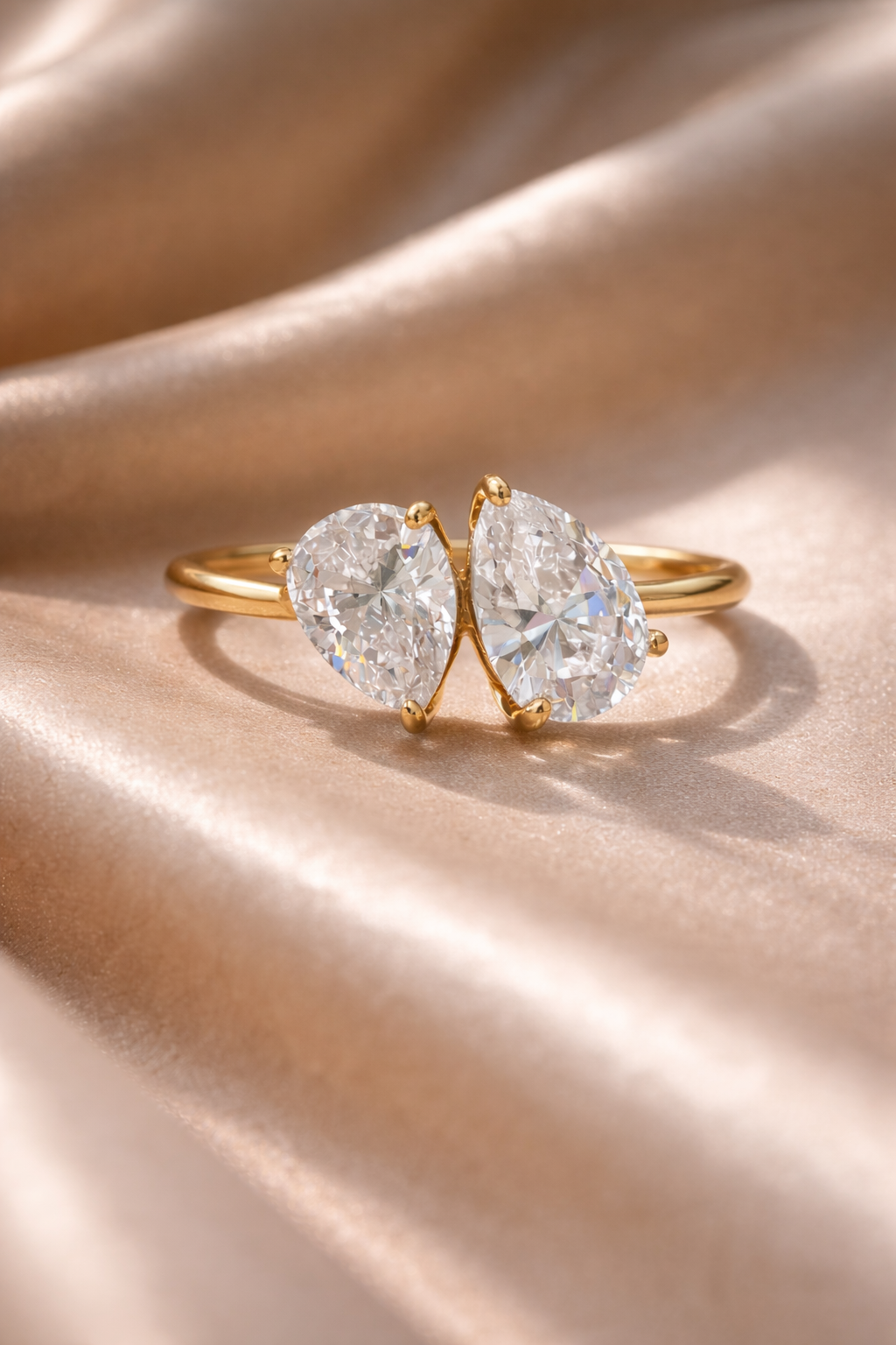 Double Pear Moissanite Ring in Sterling Silver | SEÓRA