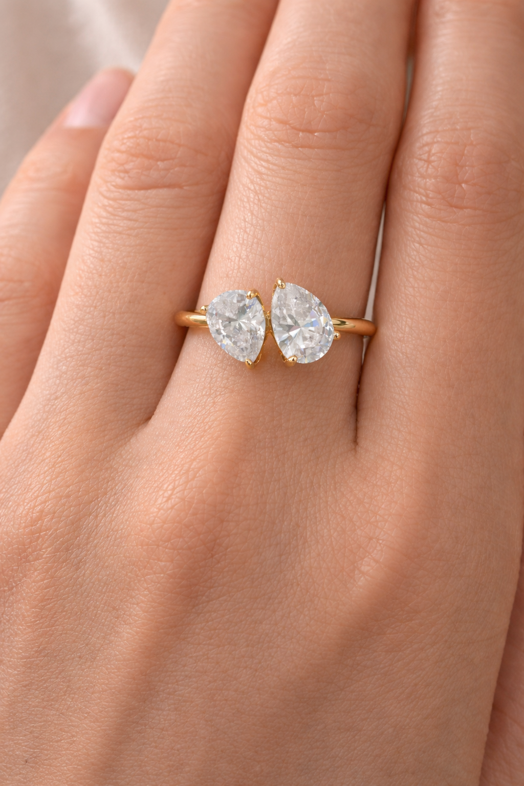 Double Pear Moissanite Ring in Sterling Silver | SEÓRA
