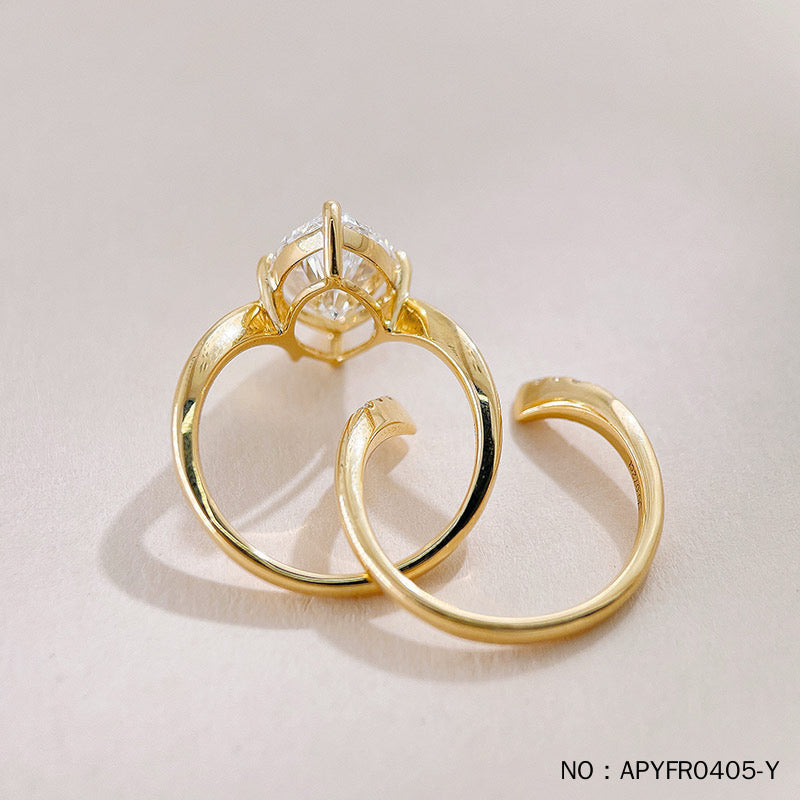 Marquise Moissanite Bridal Ring Set – Build Your Own Stack | Solid 18 K Gold