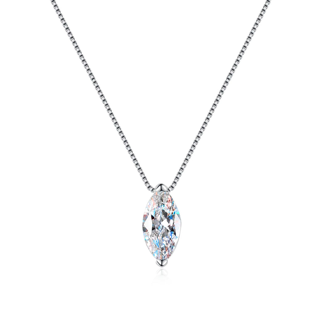 Marquise Cut Moissanite Necklace in Sterling Silver | SEÓRA