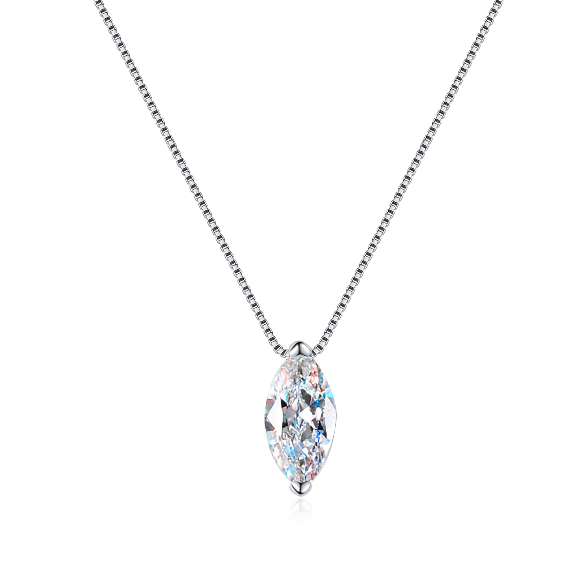 Marquise Cut Moissanite Necklace in Sterling Silver | SEÓRA