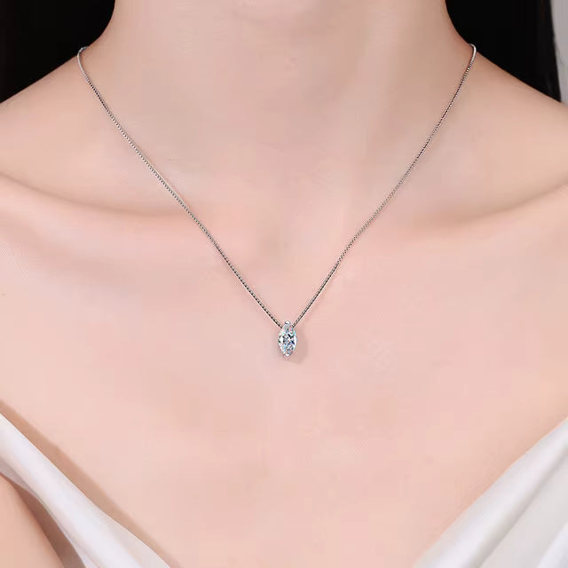 Marquise Cut Moissanite Necklace in Sterling Silver | SEÓRA