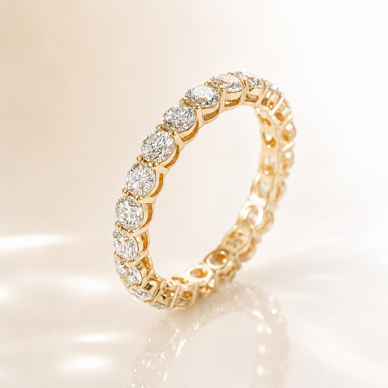 Round Moissanite Eternity Ring in 18K Gold | Wedding Band |  SEORA