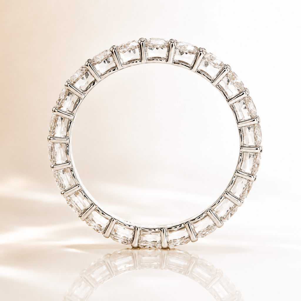 Round Moissanite Eternity Ring in 18K Gold | Wedding Band |  SEORA