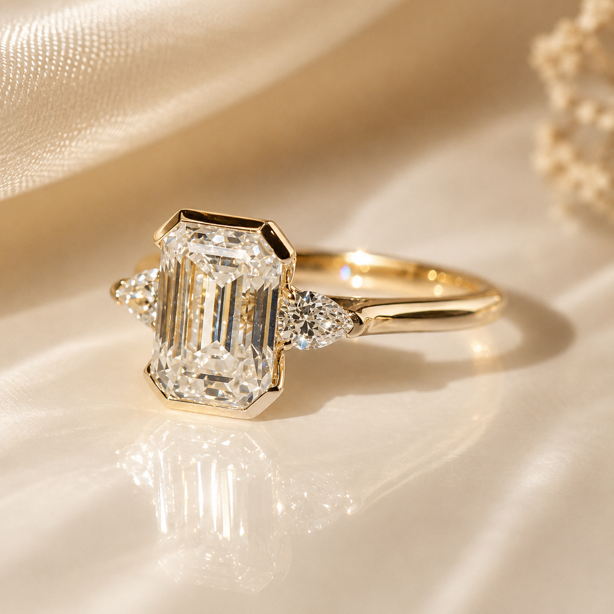Emerald Cut 2CT Moissanite Gold Plated Sterling Silver Ring | SEÓRA