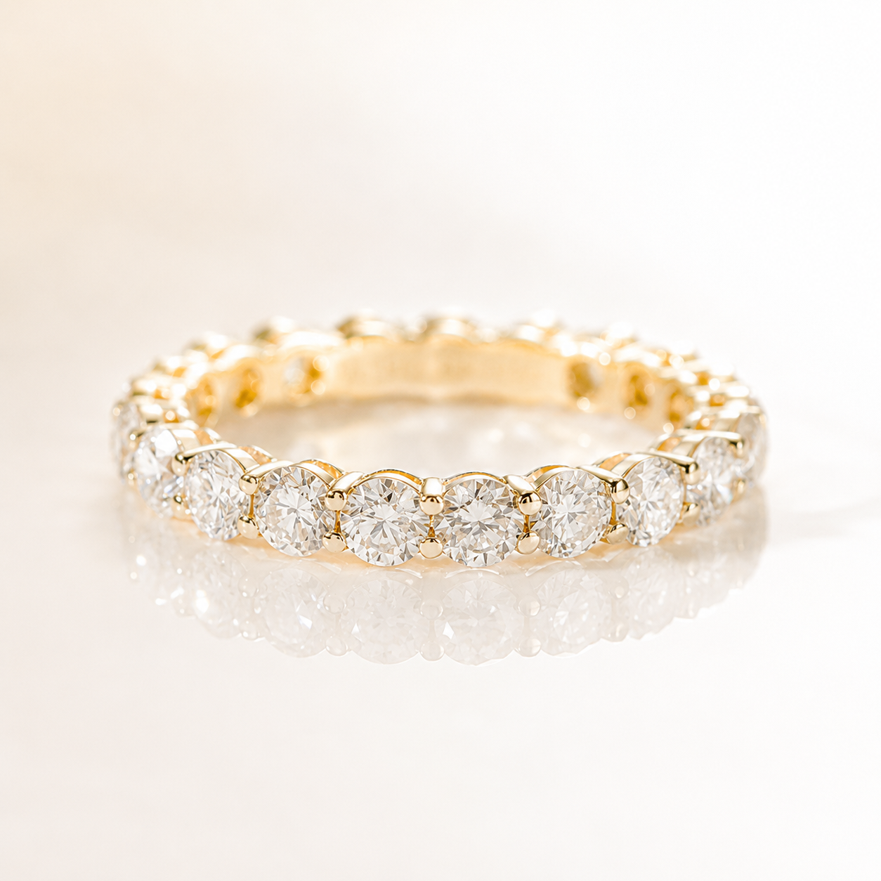 Round Moissanite Eternity Ring in 18K Gold | Wedding Band |  SEORA