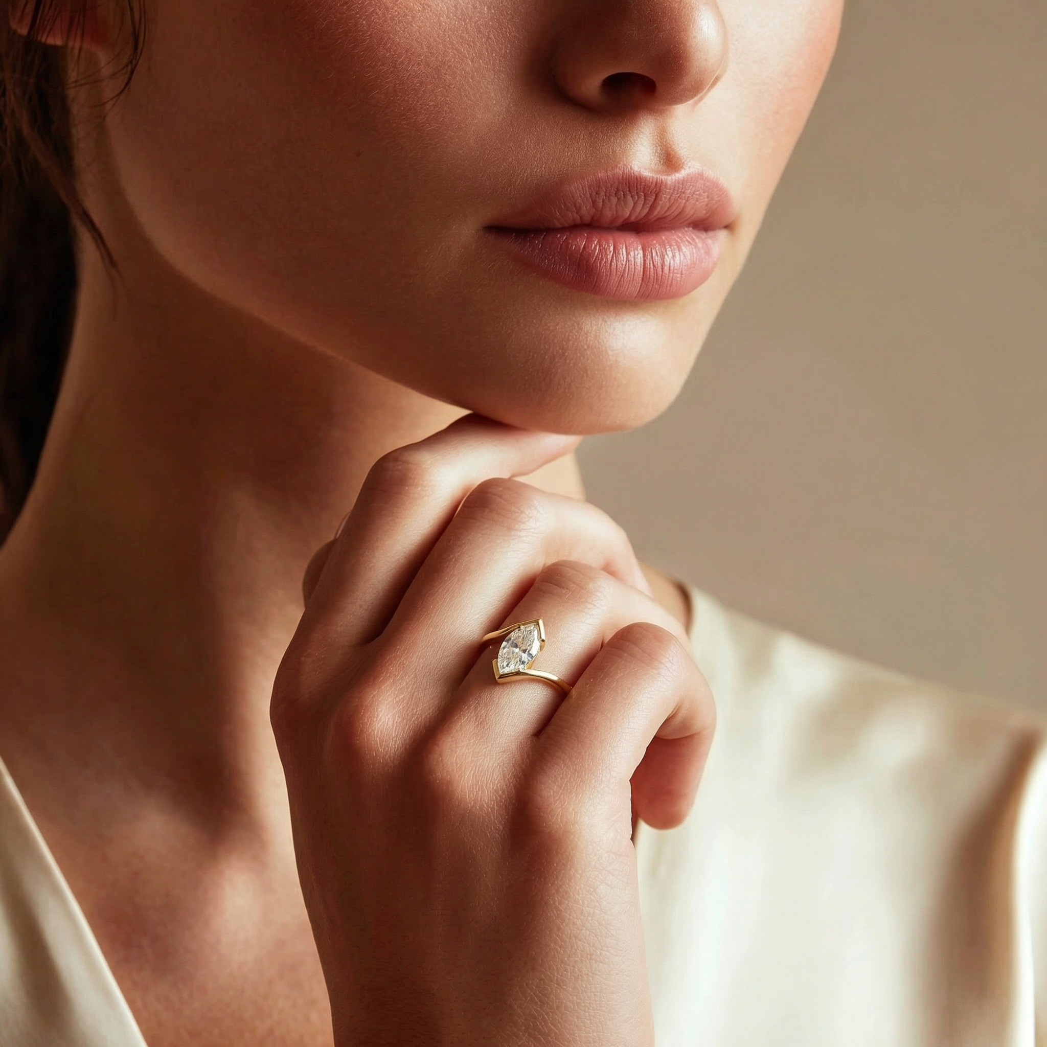 Marquis Cut 1CT Moissanite in Sterling Silver Ring | SEÓRA