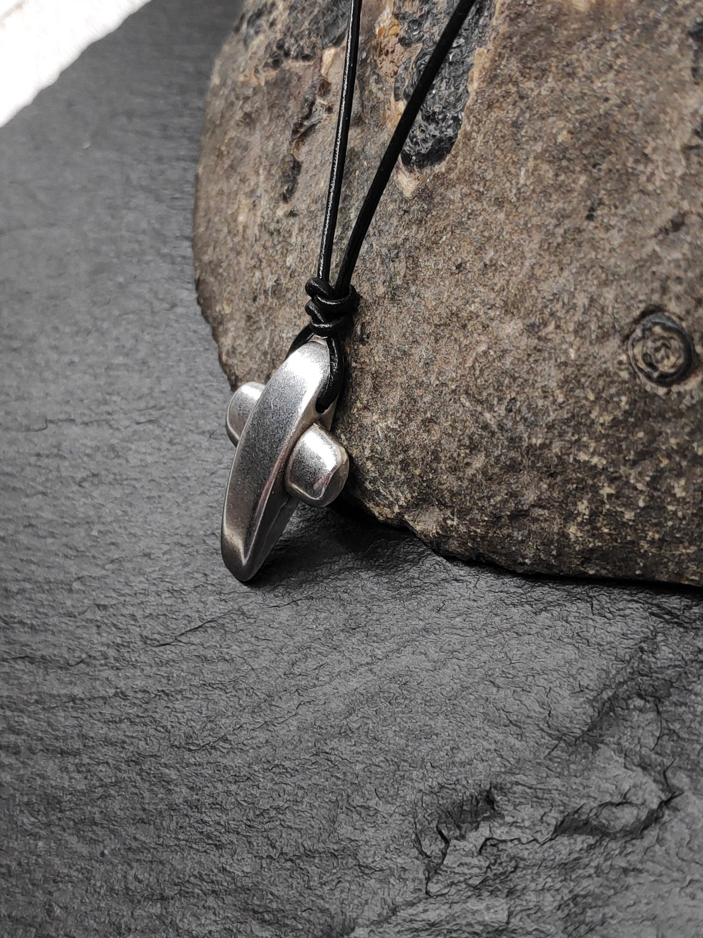 Cross Pendant Necklace, Stainless steel Cross Charms Necklace, Mens Pendant, Adjustable Leather Black Cord Necklace, Gift for him, Religious