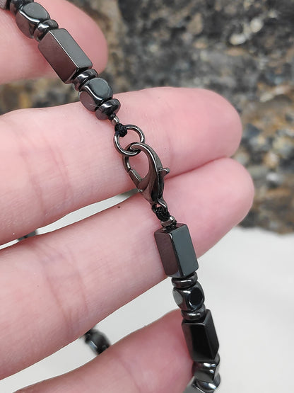 Hematite Cubes Beads Bracelet Men, Hematite bracelet Gemstone Bracelet, Healing Bracelet, Energy Grounding bracelet , Protection Bracelet