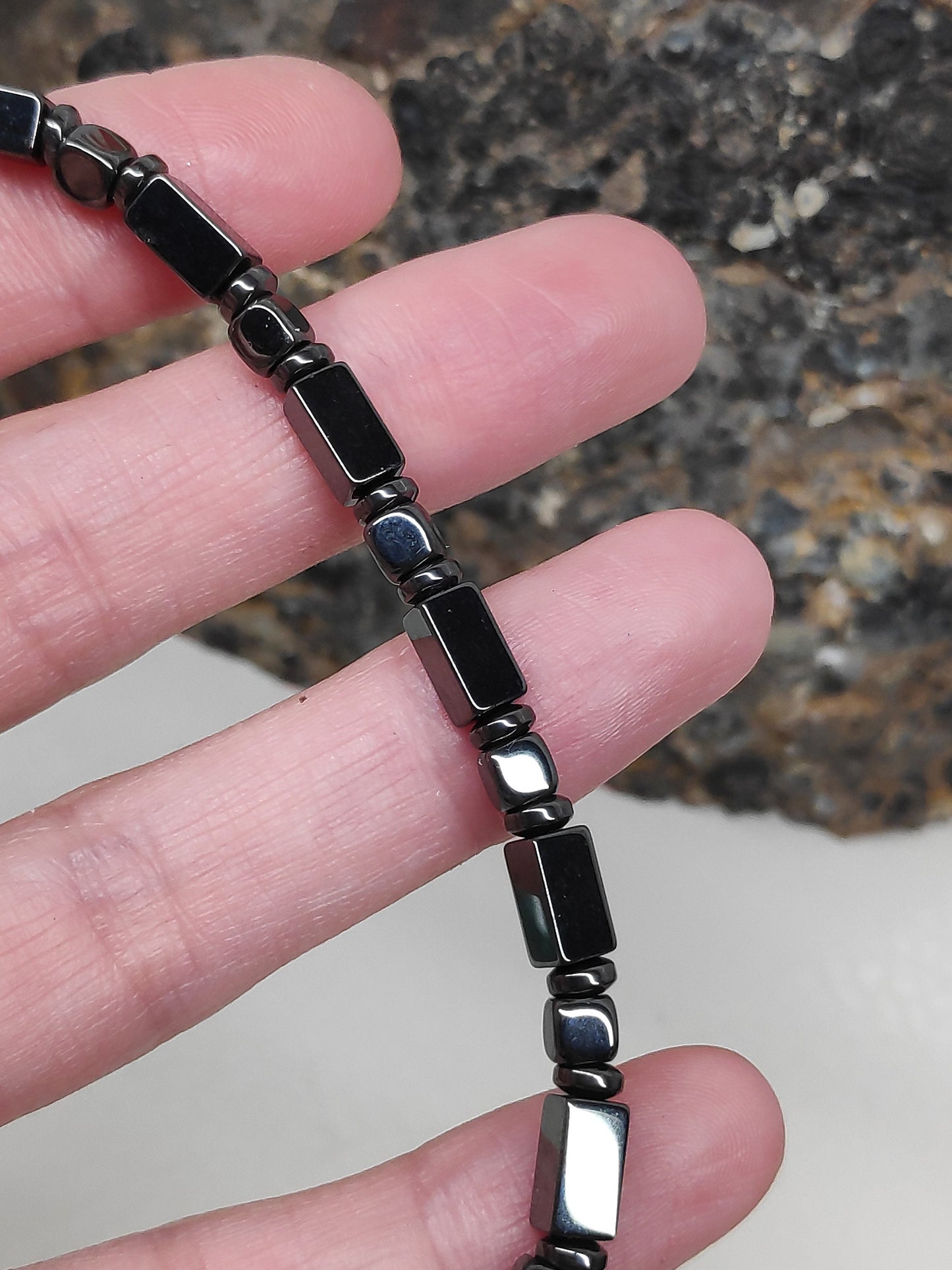 Hematite Cubes Beads Bracelet Men, Hematite bracelet Gemstone Bracelet, Healing Bracelet, Energy Grounding bracelet , Protection Bracelet