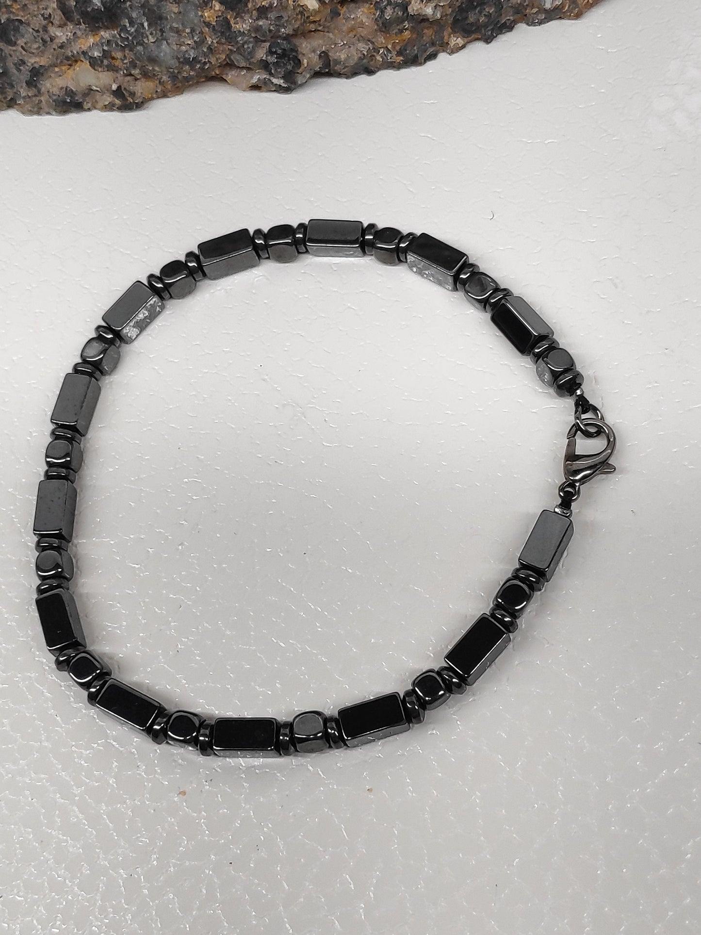 Hematite Cubes Beads Bracelet Men, Hematite bracelet Gemstone Bracelet, Healing Bracelet, Energy Grounding bracelet , Protection Bracelet