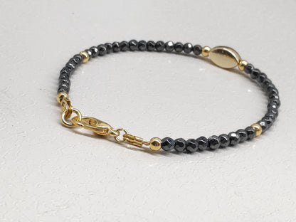 Evil eye bracelet, Faceted Hematite beaded bracelet,  Healing Stone  Grounding Protection Gemstone handmade jewelry, gift for girlfriend