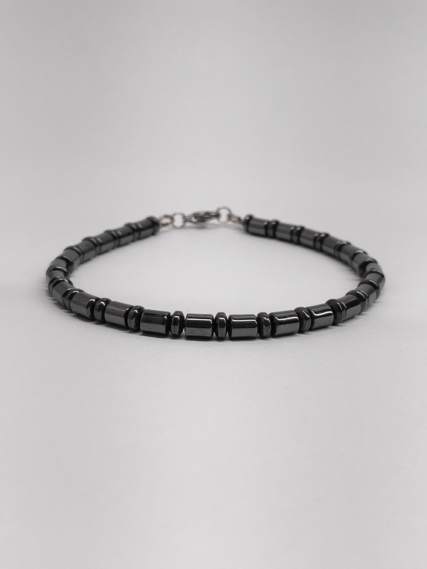 Hematite Tubes Beads Bracelet Men, Hematite bracelet Gemstone Bracelet, Healing Energy Grounding Protection Bracelet