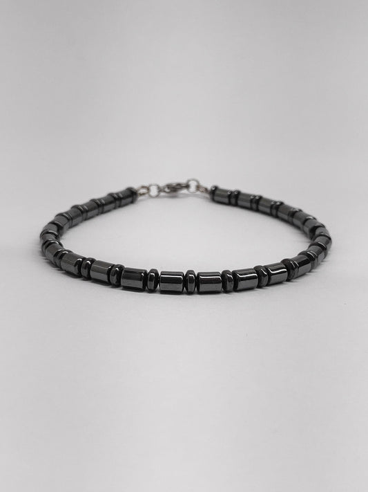 Hematite Tubes Beads Bracelet Men, Hematite bracelet Gemstone Bracelet, Healing Energy Grounding Protection Bracelet