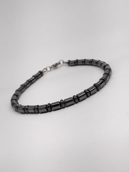 Hematite Tubes Beads Bracelet Men, Hematite bracelet Gemstone Bracelet, Healing Energy Grounding Protection Bracelet