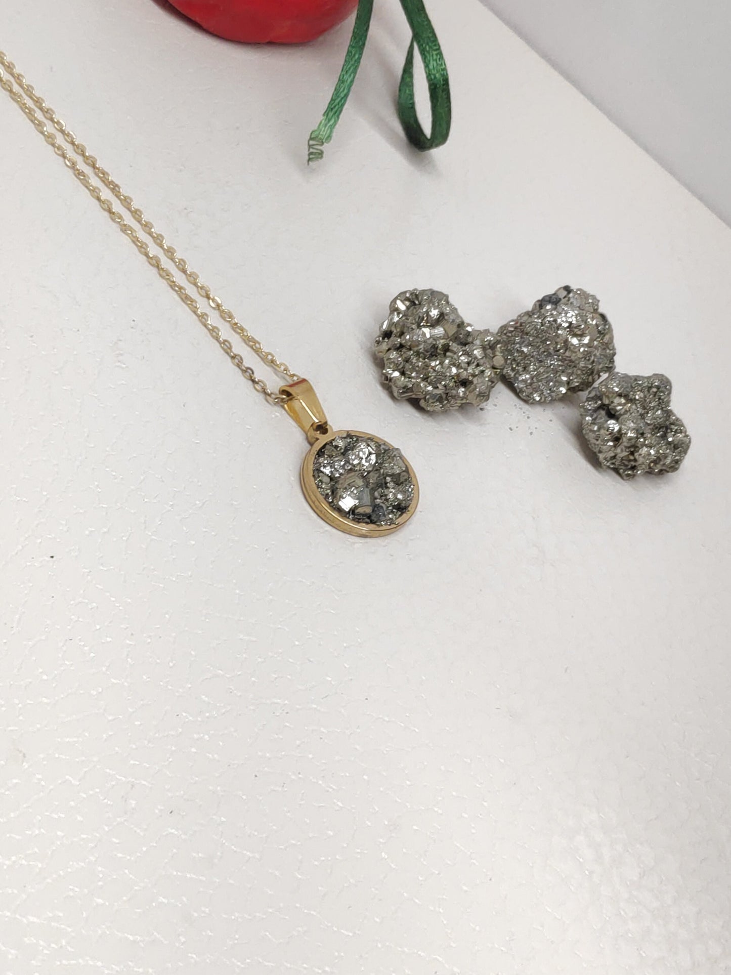 Raw Pyrite Cubes Necklace, Iron Pyrite Pendant Necklace, Wealth stone Necklace, Handmade necklace, Protection Jewellery