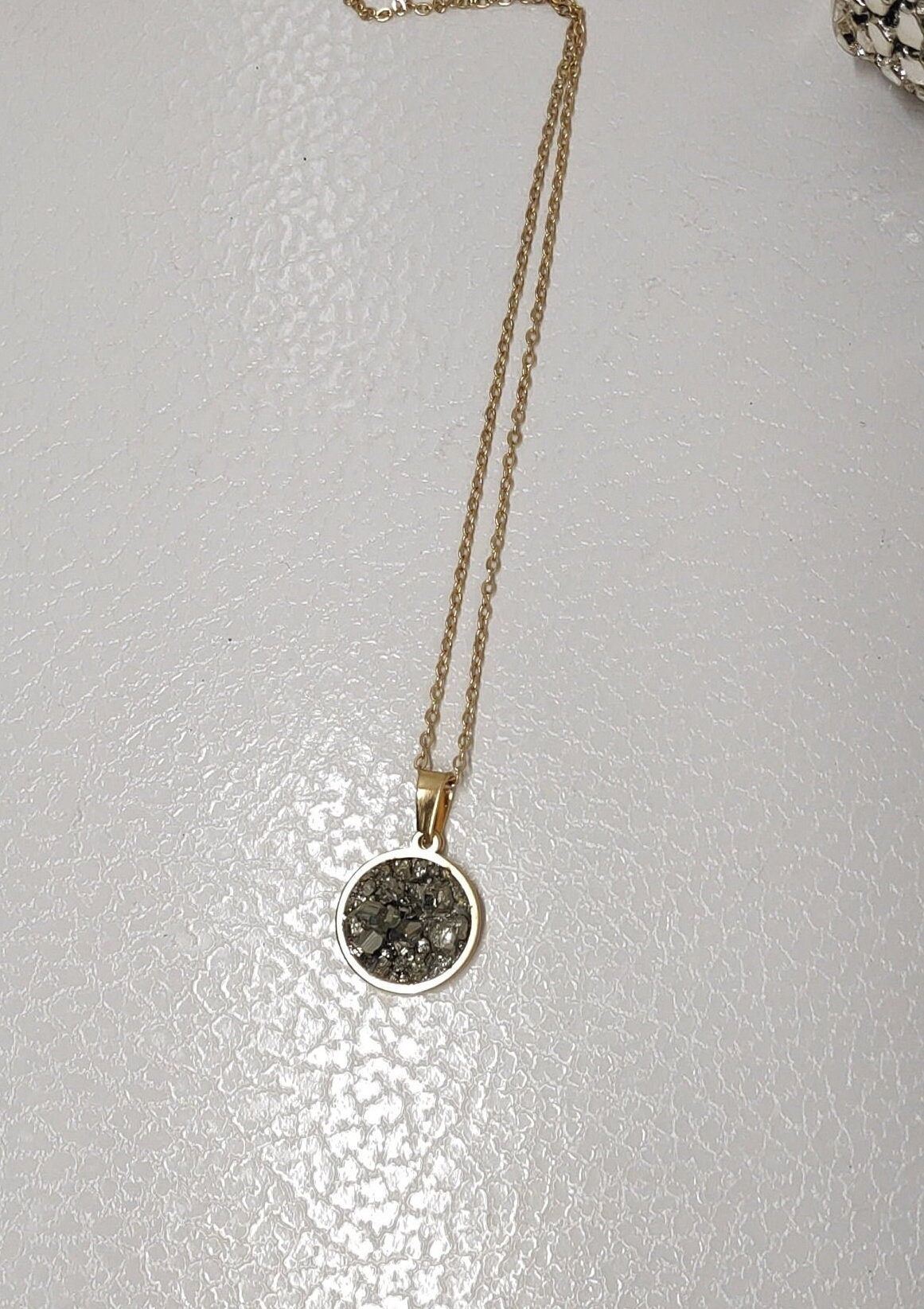 Raw Pyrite Cubes Necklace, Iron Pyrite Pendant Necklace, Wealth stone Necklace, Handmade necklace, Protection Jewellery