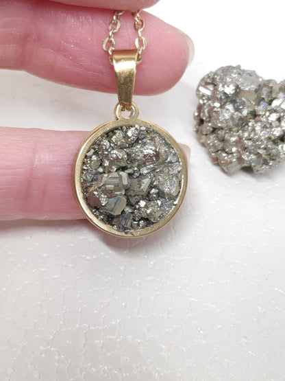 Raw Pyrite Cubes Necklace, Iron Pyrite Pendant Necklace, Wealth stone Necklace, Handmade necklace, Protection Jewellery