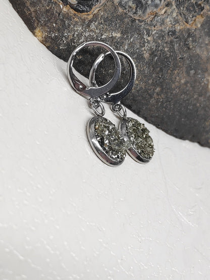 Natural Raw Iron Pyrite Cluster Cubes Earrings, Stainless steel, gold plated, Handmade Healing Protection Bohemian Trendy Dainty Elegant Gem