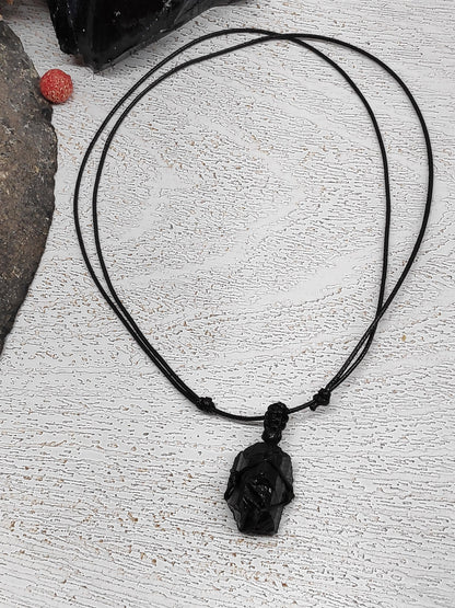 Black Tourmaline Pendant Necklace Raw Gemstone, evil eye Protection, Healing Crystal, Unisex, reiki, handmade Jewelry, Gift Idea