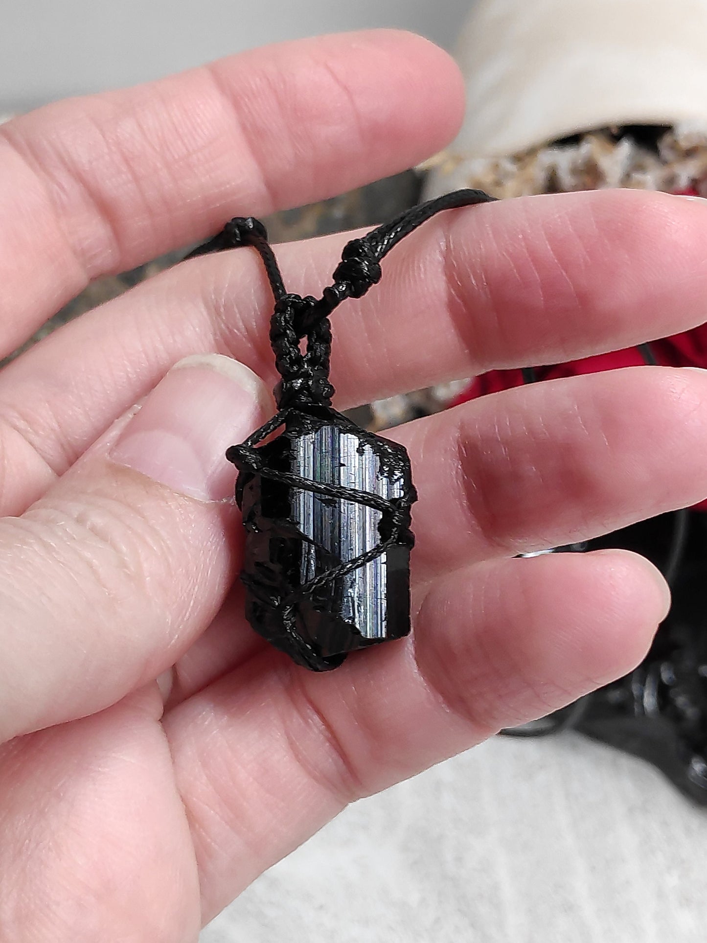 Black Tourmaline Pendant Necklace Raw Gemstone, evil eye Protection, Healing Crystal, Unisex, reiki, handmade Jewelry, Gift Idea