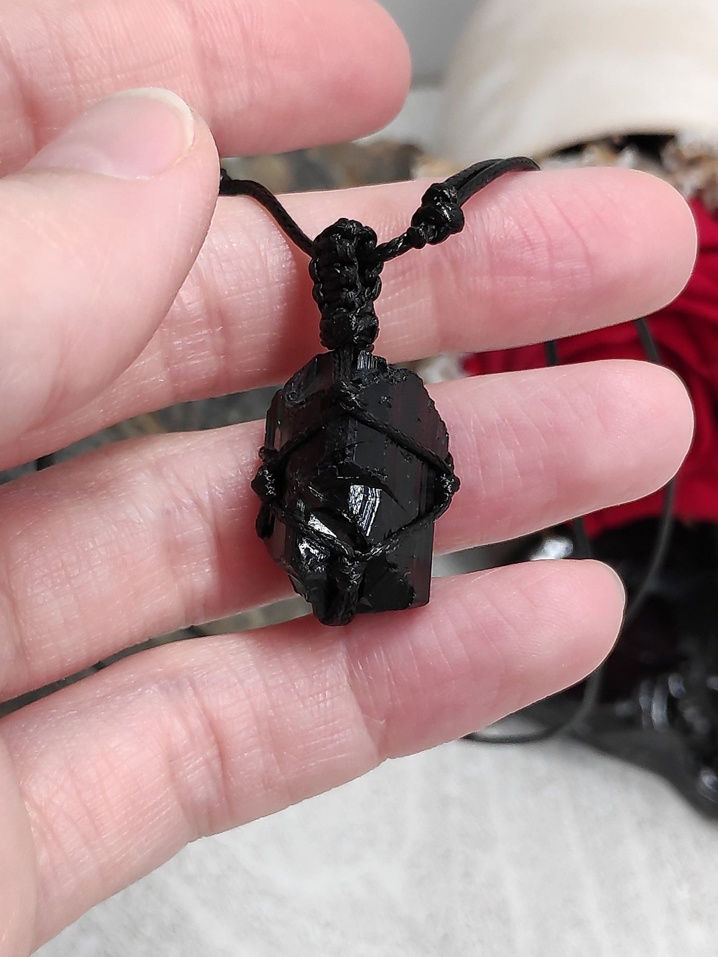 Black Tourmaline Pendant Necklace Raw Gemstone, evil eye Protection, Healing Crystal, Unisex, reiki, handmade Jewelry, Gift Idea